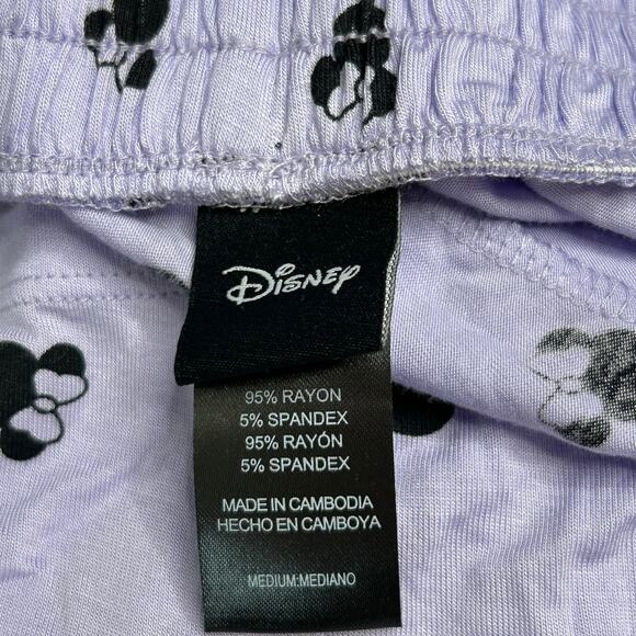 Disney Minnie Mouse Set 2 Piece Pajamas Purple Sleepwear Shorts Shirt M Womans - Picture 4 of 7
